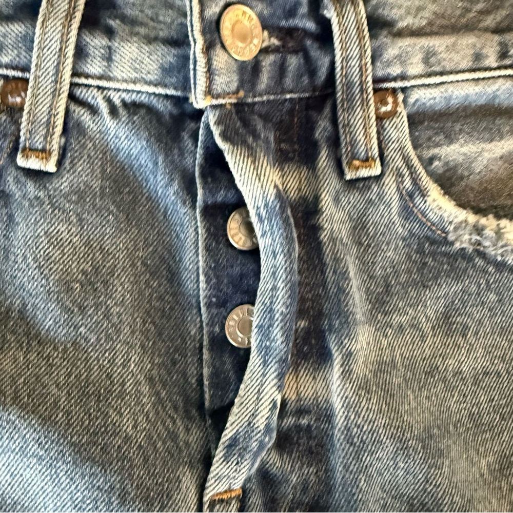 NEW Agolde Womens Size 23 Parker Long Denim Shorts Cut Off Distressed ButtonFly - Picture 6 of 10
